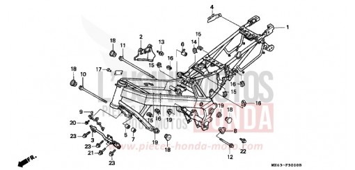 CARROSSERIE DE CHASSIS NTV650T de 1996